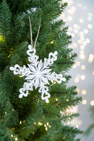 Sunvega Weathered Finish Iron Snowflake Hanging Ball Ornaments for Holiday Decor