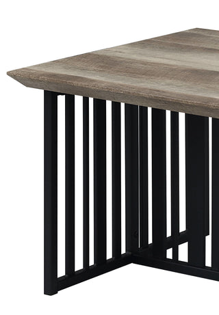 Sunvega Industrial Antique Oak & Black Finish Nightstand with 2 Open Compartments