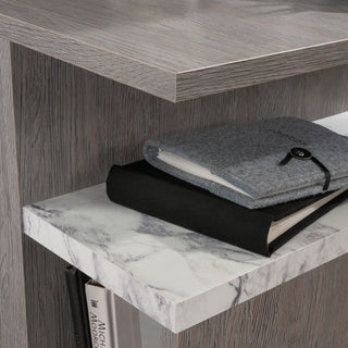 Sunvega Contemporary Night Stand with Adjustable Shelf and Faux Marble Accents