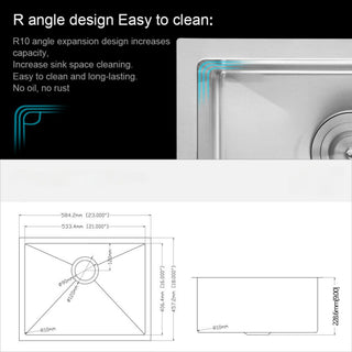 Sunvega 16 Gauge T304 Stainless Steel Undermount Kitchen Sink with Drain Assembly