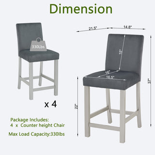 Sunvega Stylish Solid Wood Counter Height Chairs with Padded Seat for Dining Room