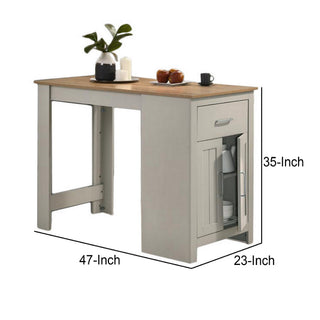 Sunvega Gray Transitional Counter Height Dining Table Kitchen Island With Storage