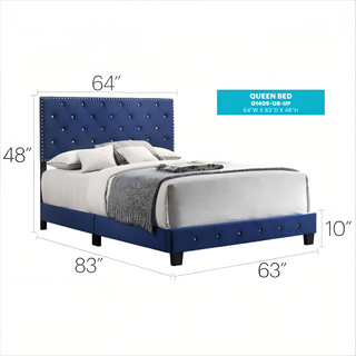 Sunvega Noble Navy Queen Bed With Transitional Flair For Balanced Room Look