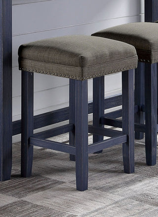 Sunvega Transitional Antique Blue and Gray Finish Dining Table Set with USB Outlet