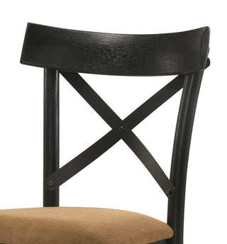 Sunvega Hillary Brown Leather Aire Walnut & Black Finish Side Chair Set of 2