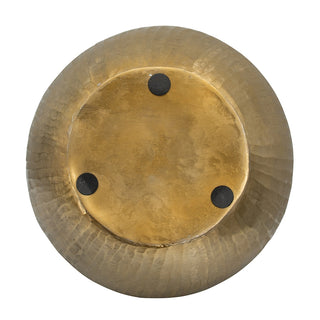 Sunvega Gold Aluminum Chisel Flower Vase with a Short Round Metallic Silhouette