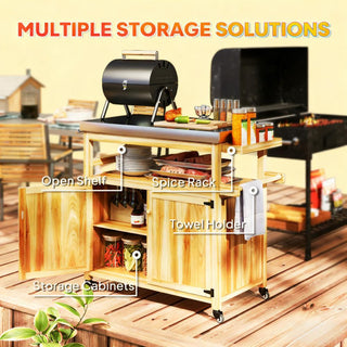 Sunvega Heavy Duty Outdoor Grill Cart with Stainless Steel Top and Spacious Storage