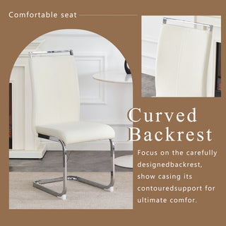Sunvega Modern Technology Cloth High Back Upholstered Dining Chairs with Black Metal Legs