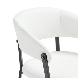 Sunvega Modern Upholstered Leatherette Dining Chair with Grey Metal Frame