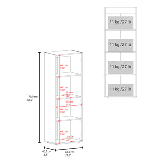 Sunvega 66.9 Inch Tall Oak Wardrobe Cabinet with 4 Shelves and Hanging Rod