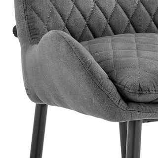 Sunvega Modern 30 Inch Bar Stool with Charcoal Fabric and Black Finish