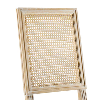 Sunvega French Country Dining Chairs with Cane Backrest Upholstered Seats and Fluted Legs