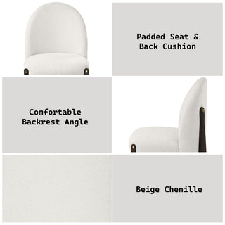 Sunvega Beige Fabric Upholstered Side Chair with Espresso Wooden Frame