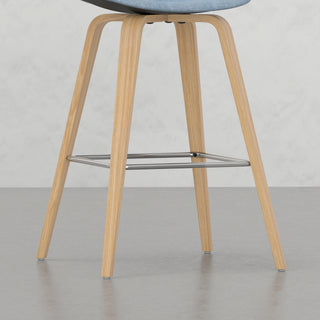 Sunvega Denim Blue Bentwood Bar Stools with Chrome Footrest Set of 2