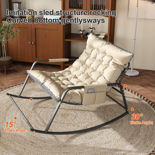 Sunvega Rocking Chair with Storage Cushions Armrests All-Season Comfort Lounge Recliner