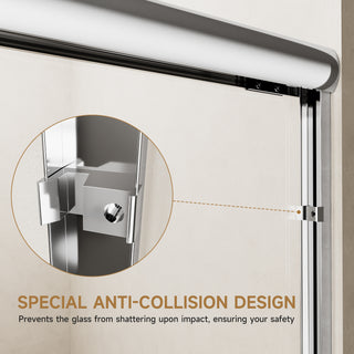 Sunvega 56-60" W x 72" H Matte Black Aluminum Frame Double Sliding Shower Door