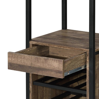 Sunvega Wooden Square Wine Rack with Drawer and 3 Open Compartments