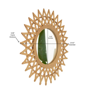 Sunvega Sunburst-Shaped PU Art Decorative Wall Mirror for Bathroom Bedroom