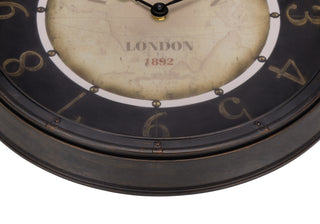 Sunvega 16" Round Wall Clock with Antique Brown Frame and Non-Ticking Quartz Movement