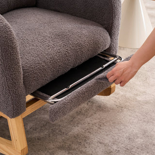 Sunvega Upholstered High Back Rocking Chair with Footrest and Side Storage Pocket