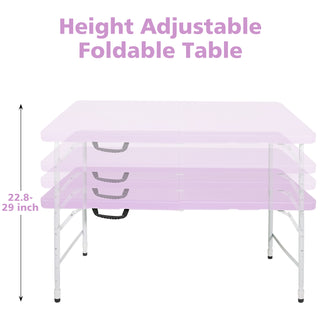 Sunvega 8ft Pink Folding Table with Waterproof Top and Foldable Design for Camping