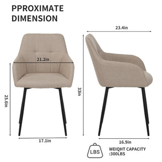 Sunvega Modern Beige Upholstered Dining Chairs with Wide Seat and Backrest