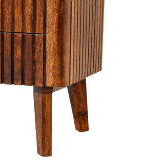 Sunvega Retro Modern Solid Mango Wood Nightstand with Chestnut Finish