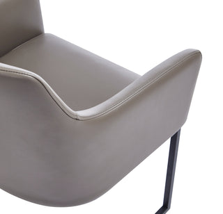 Sunvega Modern Upholstered Leatherette Armchair with Black Metal Base for Dining Room