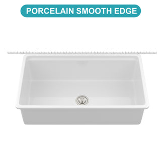 Sunvega 33 Inch White Porcelain Ceramic Farmhouse Kitchen Sink Workstation with Reversible Apron