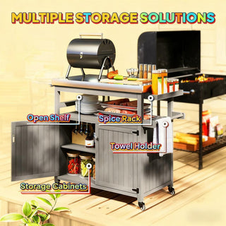 Sunvega Heavy Duty Outdoor Grill Cart with Stainless Steel Top and Spacious Storage