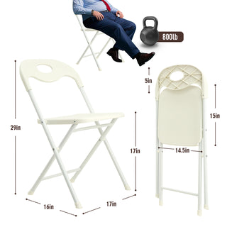 Sunvega 4-Pack White Stainless Steel Folding Chairs with 800lb Capacity and Waterproof