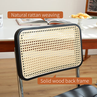 Sunvega Modern Mid Century Velvet Rattan Dining Chairs with Chrome Legs Set of 2