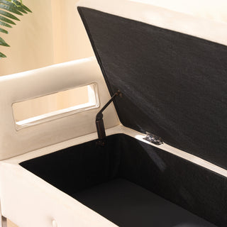 Sunvega Green Velvet Storage Soft Bench with Armrests for Living Room and Bedroom