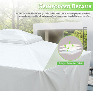 Sunvega Universal Winter Gazebo Cover with Sidewalls and Mesh Windows Waterproof