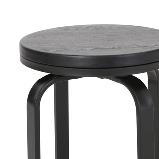 Sunvega Modern Industrial Iron Frame Swivel Counter Stool Set with Faux Wood Seat