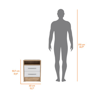 Sunvega Philadelphia Two Drawer Nightstand with Concealed Open Shelf