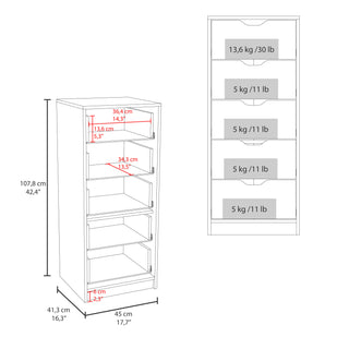 Sunvega Slim 5-Drawer Storage Chest of Drawers in Natural Oak for Limited Space