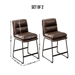 Sunvega Milos Upholstered Counter Height Stools with Sled Base and Overfilled Seat