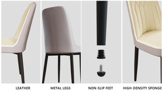 Sunvega Modern PU Leather Dining Chairs with Thick Soft Cushions and Black Metal Legs