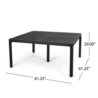 Sunvega Outdoor Modern Aluminum Dining Table with Woven Accents in Gloss Black