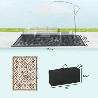 Sunvega Reversible Outdoor Rug with Protective Coating and Strap Stakes for Patio