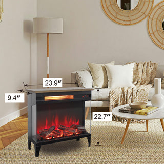 Sunvega 24 Inch Three Sided Glass Electric Fireplace with Freestanding Feet