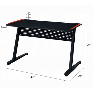 Sunvega Black and Red Gaming Desk with LED Light and USB Port for Charging