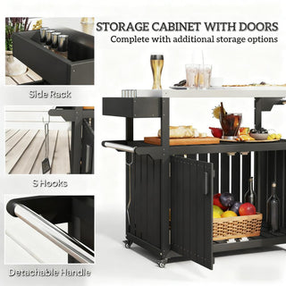 Sunvega Stainless Steel Outdoor Bar Cart with Wheels and Storage for Food Prep