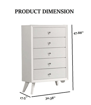 Sunvega Contemporary White Wave Texture Chest with Angled Legs and Bronze Knobs