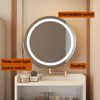 Sunvega 3 in 1 Vanity Desk With Mirror Light Charging Station and 2 Drawers