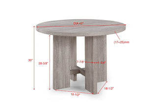 Sunvega Contemporary Round Dining Table with Cushioned Chairs and Nail Head Trim