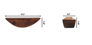 Sunvega Handcrafted Solid Mango Wood Crescent Floating Shelf with Chestnut Finish