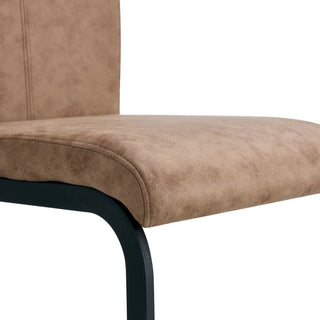 Sunvega High Back Upholstered Dining Chairs with C-Shaped Tube Black Metal Legs (Set of 2)