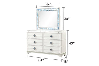 Sunvega Modern White Dresser with Six Soft Closing Drawers and Crystal Accent Handles